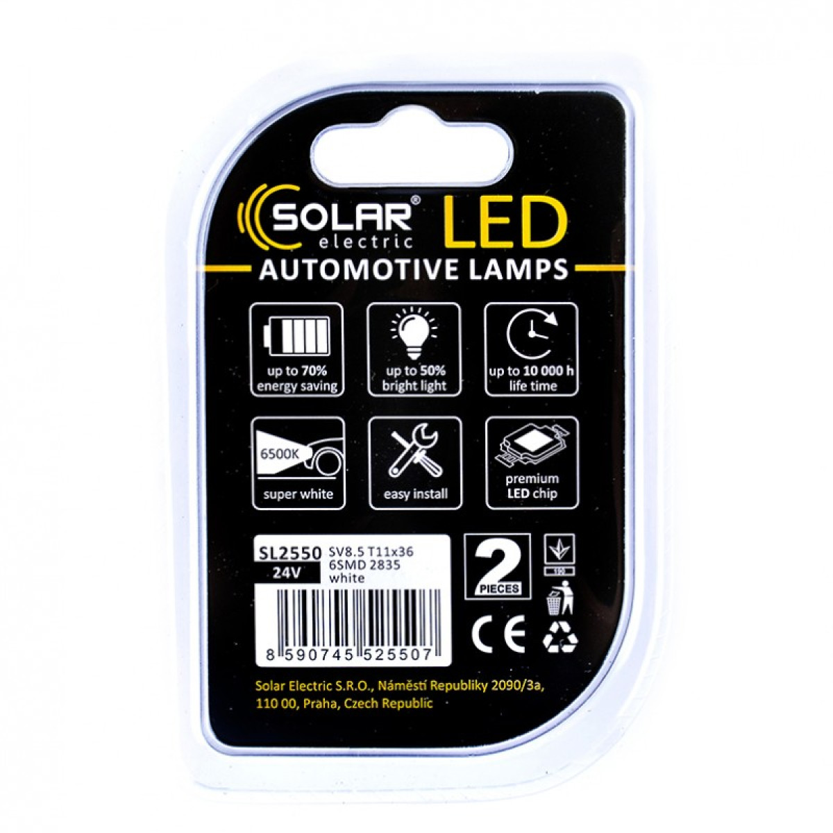 Лед лампа для авто C5W T11x36 Premium Line 24V 6SMD 2835 6500K Solar комплект 2шт