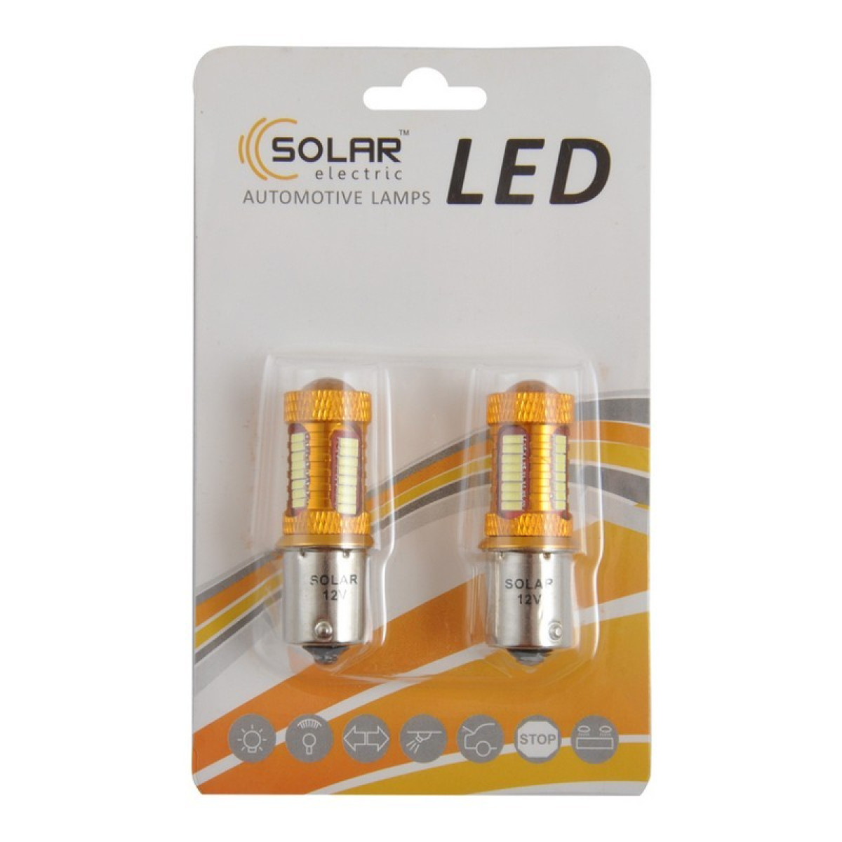 Лед лампа для авто S25 12V 38SMD 4014 140lm Solar комплект 2шт