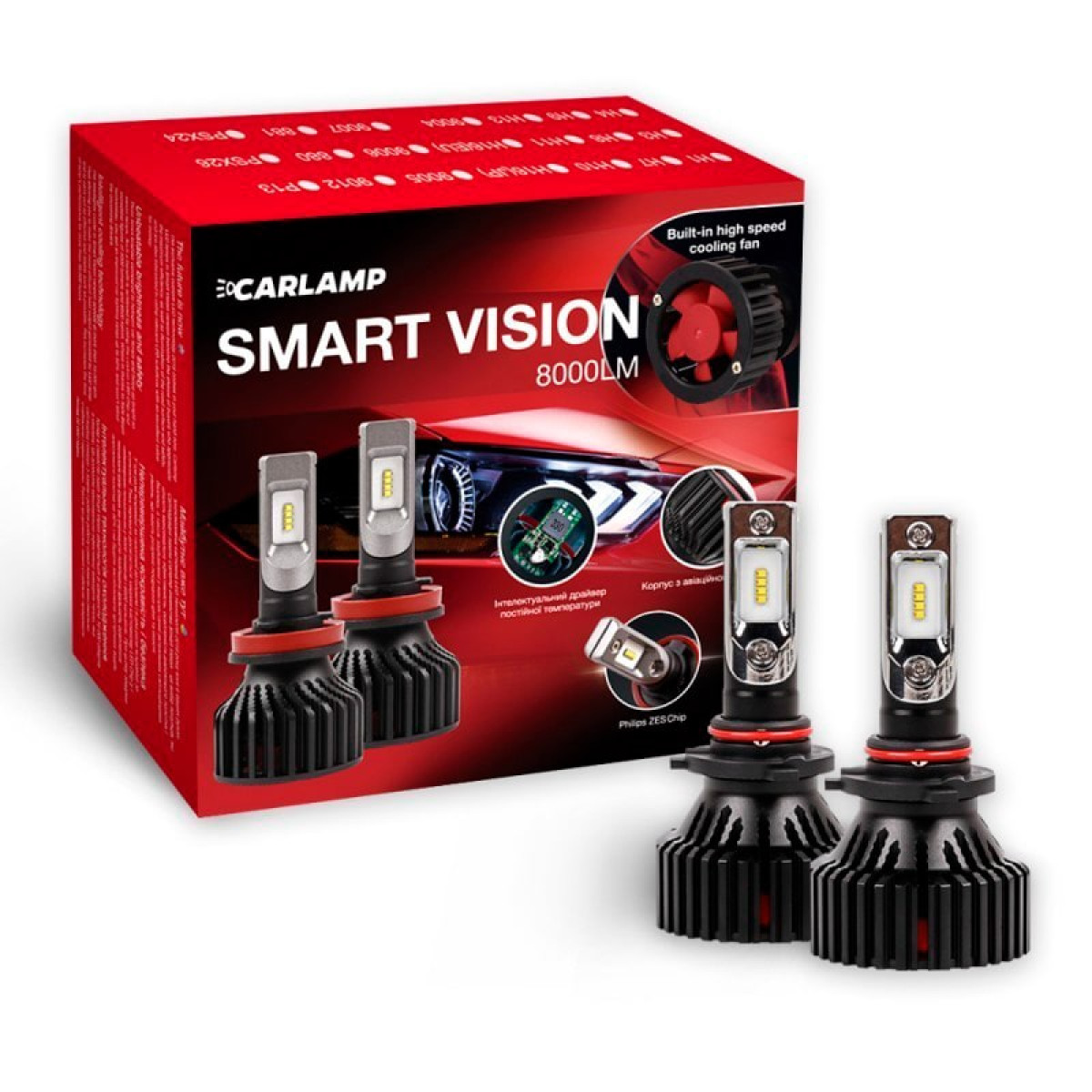 Автомобільна led лампа HB3 (9005) Carlamp Smart Vision 8000lm 9-16V 30W 6500K комплект 2шт
