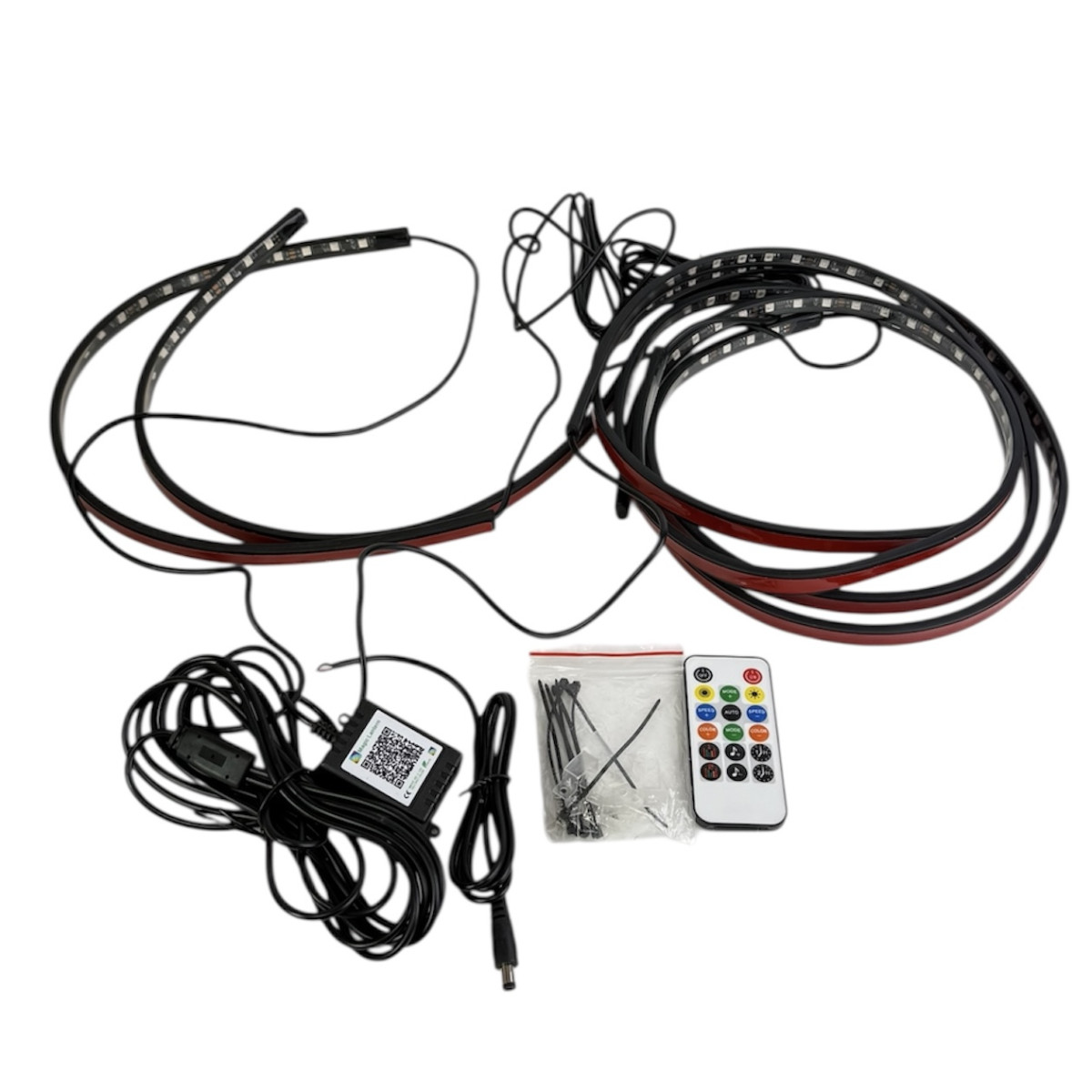 Led-комплект бокової підсвітки авто 12V 2х50см × 2х150 см RGBWSmart Pixel IP68 з пультом ДК піксельна